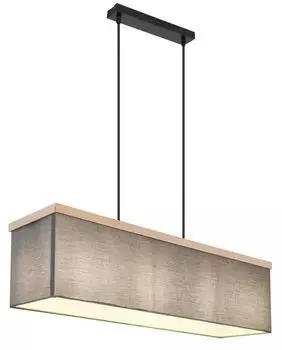 Подвесной светильник Globo Lighting, металл, черный матовый, МДФ под темное дерево, текстиль антрацит, МДФ под темное дерево, кабель текстильный черный, ДхШхВ: 800x200x1200 мм, без 4x светодиодов E27 9 Вт 230 В.
