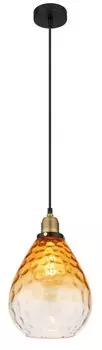 Подвесной светильник Globo Lighting металлический черный матовый, стекло янтарное, прозрачный градиент, металл цвета латуни матовый, кабель ПВХ черный, высоту можно укоротить, : 210 мм, В: 1200 мм, без 1x E27 60 Вт 230 В