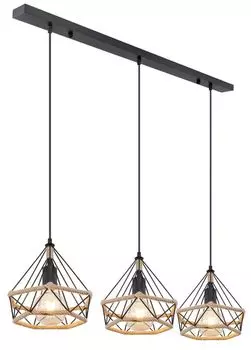 Подвесной светильник Globo Lighting металлический черный матовый, коричневый, черный металлик, кабель ПВХ черный, ДхШхВ: 1000х250х1200мм, без 3x E27 40Вт 230В