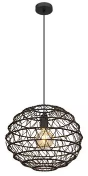 Подвесной светильник Globo Lighting металлический, черный матовый, черная бумага, черный ПВХ-кабель, абажур складывается, : 390 мм, В: 1200 мм, без 1x E27 15 Вт, 230 В.