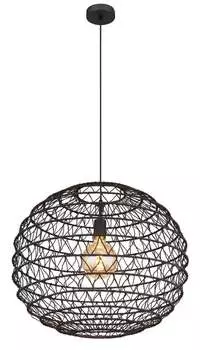 Подвесной светильник Globo Lighting металлический, черный матовый, черная бумага, черный ПВХ-кабель, абажур складывается, : 590 мм, В: 1200 мм, без 1x E27 15 Вт 230 В.