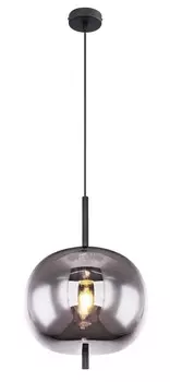 Подвесной светильник Globo Lighting металлический, черный, матовый, стекло, черный кабель ПВХ, высоту можно укоротить, : 300 мм, В: 1200 мм, без 1x E27 60 Вт 230 В., серебро
