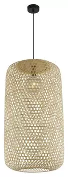 Подвесной светильник Globo Lighting, натуральный бамбук, бамбуковая сетка, черный текстильный кабель, : 390 мм, В: 1500 мм, без 1x E27 60 Вт 230 В., бежевый