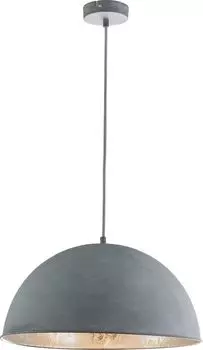 Подвесной светильник Globo Lighting, светлый металл, имитация цемента, матовый, серебристый металлик, серый текстильный кабель, : 410 мм, В: 1200 мм, без 1x E27 60 Вт, 230 В., мультиколор