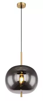 Подвесной светильник Globo Lighting, светлый металл цвета латуни, матовый, стекло, черный ПВХ-кабель, высота может быть укорочена, : 300 мм, В: 1200 мм, без 1x E27 60 Вт 230 В., серебро