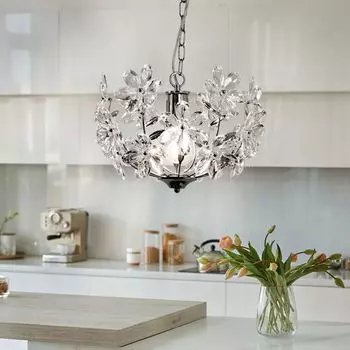 Подвесной светильник, хром, прозрачный цветочный дизайн, 34 см Globo Lighting