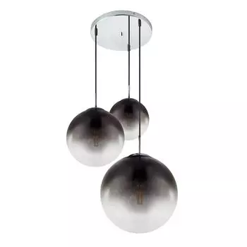 Подвесной светильник, хром, стеклянные шарики, дым, высота 120 см. Globo Lighting