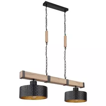 Подвесной светильник, имитация дерева, черный с золотом, L 80 см Globo Lighting, коричневый