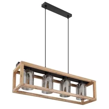 Подвесной светильник, имитация дерева, дымчатое стекло, черный, H 120см Globo Lighting