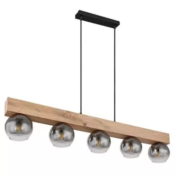Подвесной светильник, имитация дерева, шарики из дымчатого стекла, L 115 см Globo Lighting, черный