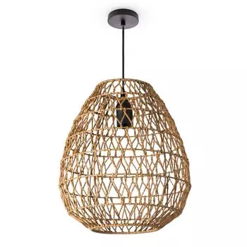 Подвесной светильник из бамбуковой корзины для столовой, подвесной светильник из бумажной травы в стиле бохо E27 Paco Home, бежевый