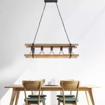 Подвесной светильник Just Light Edith, естественный свет, черный E27, 5 лампочек, коричневый