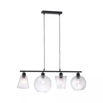 Подвесной светильник JUST LIGHT SOPHIE, абажур из стекла с 4 лампами, четыре разных формы, черная гостиная, например, гостиная, столовая, спальня 15400-18, черный