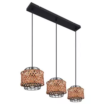 Подвесной светильник, клетка, бамбук, черный, коричневый, H 120 см etc-shop