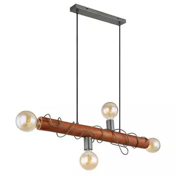 Подвесной светильник, коричневые деревянные балки, серый металл, В 120 см. etc-shop, коричневый