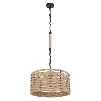 Подвесной светильник, коричневый, пеньковая веревка, черный матовый Globo Lighting
