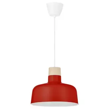 Подвесной светильник, красно-берёза, 36 см, BUNKEFLO IKEA