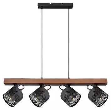 Подвесной светильник КРАСНЫЙ металл/дерево орех E14 4x MAX 40Вт В:120см Д:75см 11см с диммированием Rabalux