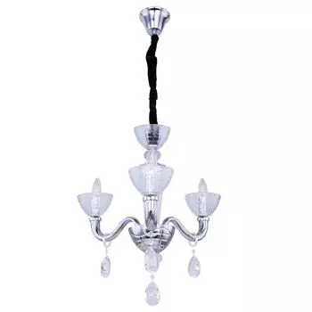 Подвесной светильник, кристаллы, 3 лампочки, стекло, хром, D 58 см. etc-shop, белый