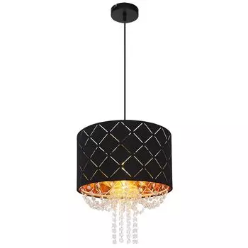 Подвесной светильник, кристаллы, бархат, черный, золото H 150 см etc-shop