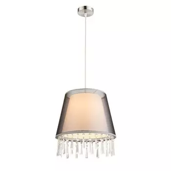 Подвесной светильник, кристаллы, текстильный абажур, H 140 см, САТИНОВЫЙ Globo Lighting