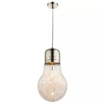 Подвесной светильник, лампочка, стекло, алюминий, E27, H 135 см Globo Lighting, серебро