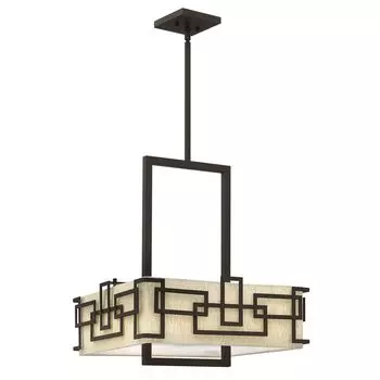 Подвесной светильник Lanza, масляная бронза, абажур из овса. Elstead Lighting