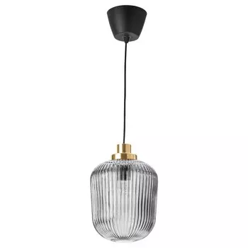 Подвесной светильник, латунь/прозрачное стекло серое, 22 см, SOLKLINT IKEA