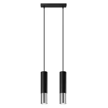 Подвесной светильник LOOPEZ 2 черный/хром 2xGU10 40Вт сталь 90x6x30см Sollux Lighting
