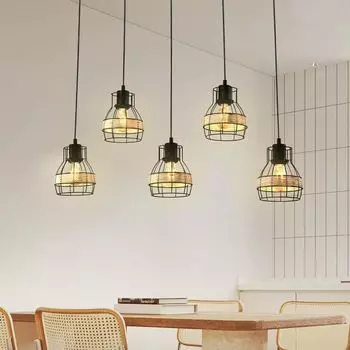 Подвесной светильник LQWELL E27, черный подвесной светильник в стиле ретро, современная люстра, лампа Vertigo с регулируемой высотой [класс энергопотребления E]