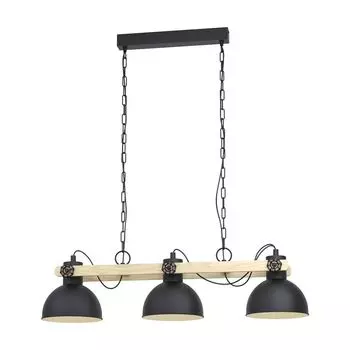 Подвесной светильник LUBENHAM черный, коричневый E27 3X28W Д:90см Ш:20см В:110см с диммированием EGLO