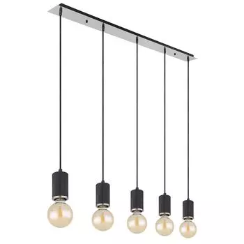 Подвесной светильник, матовый черный, 5 языков пламени, В 120 см. Globo Lighting