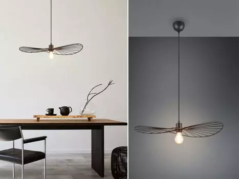 Подвесной светильник - матовый черный - 60 x 150 см - металл - 1 лампочка - регулируется по высоте Reality Leuchten