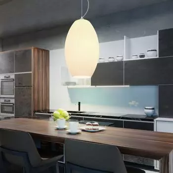 Подвесной светильник, матовый никель, стекло, полосатый, H 120 см etc-shop, белый