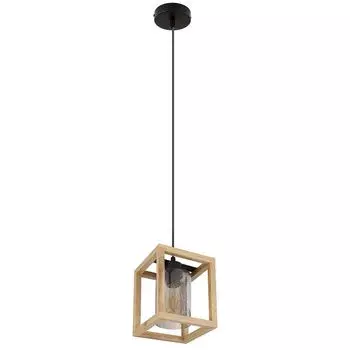 Подвесной светильник, МДФ, стекло, натуральный коричневый, черный, H 120 см etc-shop