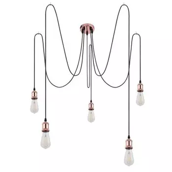 Подвесной светильник, медь, текстиль, черный, H 200 см etc-shop