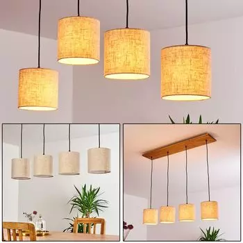 Подвесной светильник »Meolo« из дерева/текстиля натурального/черного цвета. hofstein