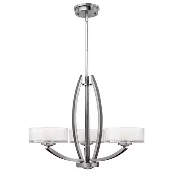 Подвесной светильник Meridian, матовый никель и стекло, 3 лампочки. Elstead Lighting