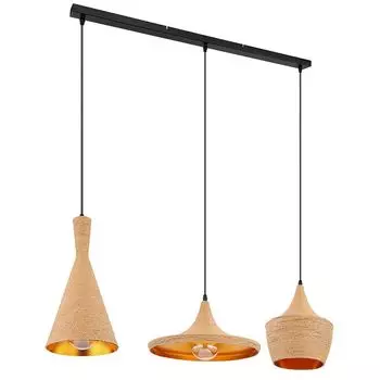 Подвесной светильник, металл, алюминий, коричневый, 3 лампочки, L 107 см. Globo Lighting