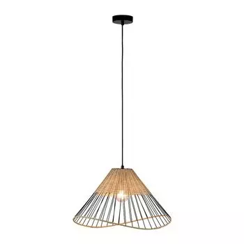 Подвесной светильник, металл, черный, деревянная сетка, H 120 см. JUST LIGHT