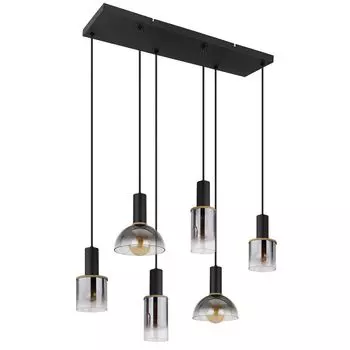 Подвесной светильник, металл, черный, имитация дерева, стекло, L 75 см Globo Lighting