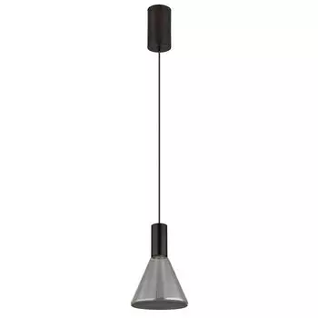 Подвесной светильник, металл, черный матовый, дымчатое стекло Globo Lighting