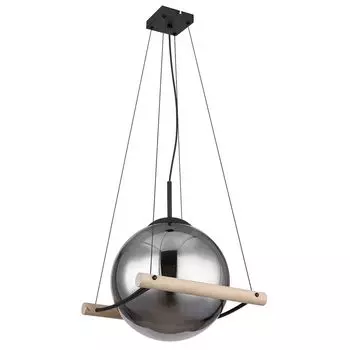 Подвесной светильник, металл, черный матовый, дымчатое стекло, Ш 35 см Globo Lighting