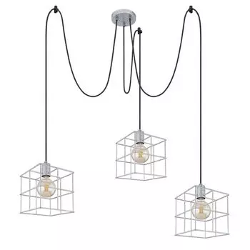 Подвесной светильник, металл, цвет цинка, 3 лампочки, сетчатые плафоны. Globo Lighting, серебро