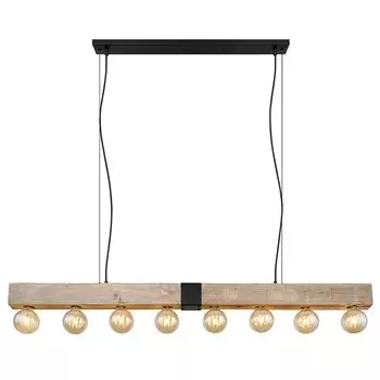 Подвесной светильник, металл, дерево, черный, натуральный цвет, H 120 см Globo Lighting