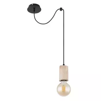 Подвесной светильник, металл, дерево, натуральный, регулируемый по высоте, В 160см. etc-shop, черный