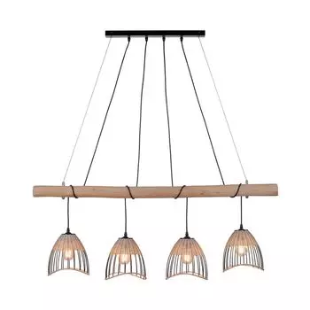 Подвесной светильник, металл, деревянная сетка, 4 лампочки, В 120 см. JUST LIGHT