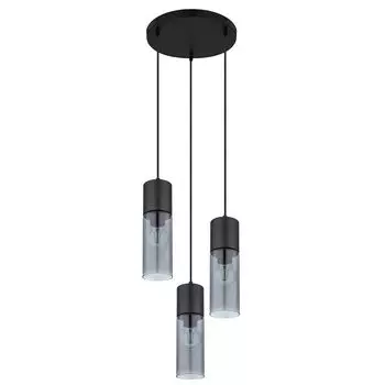 Подвесной светильник, металл, дымчатое стекло, 3 лампы, черный, В 150 см Globo Lighting
