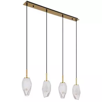 Подвесной светильник, металл, латунь, опаловое стекло, 4 лампочки, L 90 см Globo Lighting