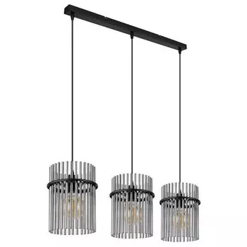Подвесной светильник, металл, стекло, дымчатый, 3 лампочки, H 140 см. Globo Lighting